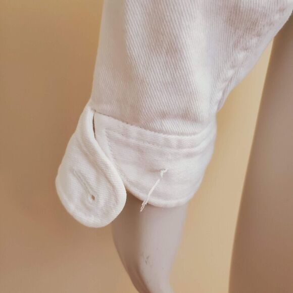 Lauren Ralph Lauren Jacket Petite Medium Womens White Denim Embossed Button READ - Picture 6 of 15